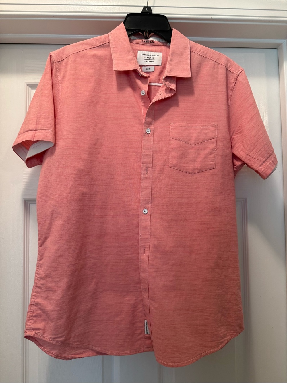 Paper denim and cloth men’s Short-Sleeve Button-Up Shirt - Coral Pink